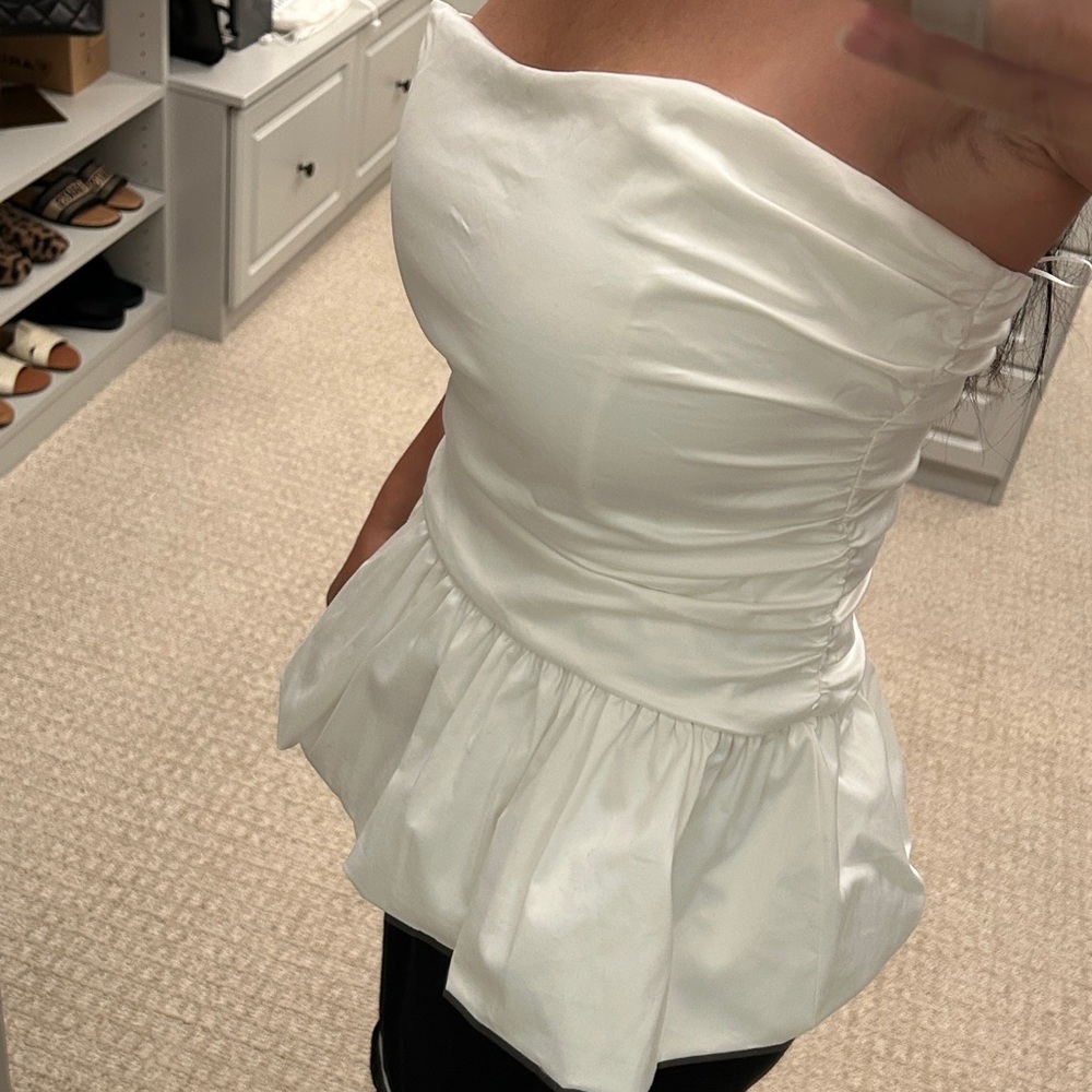 Zara White Strapless Peplum Top - Picture 3 of 4